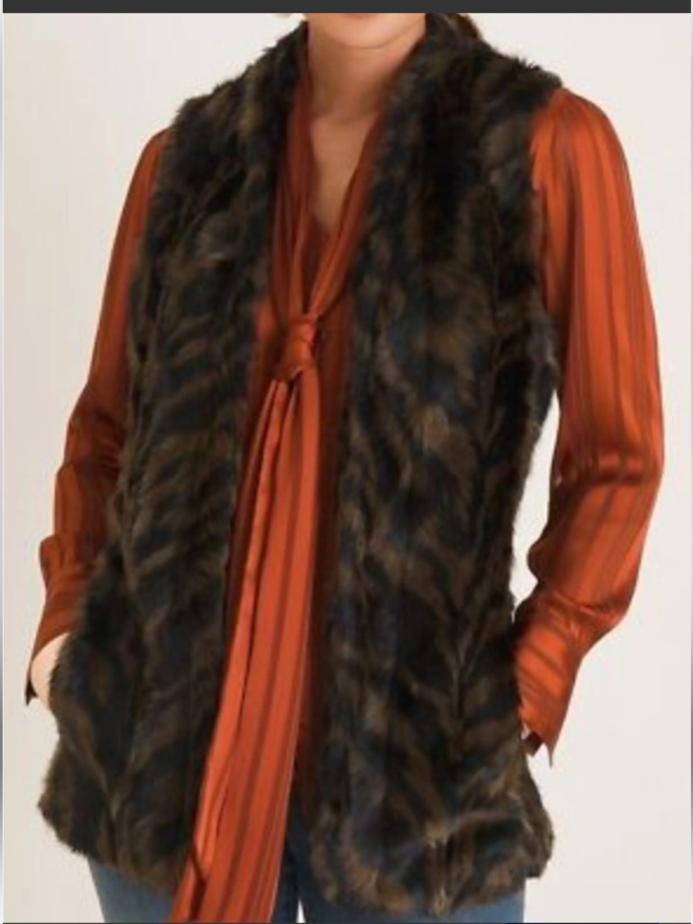 Faux Fur Brown Vest - Women's Layering Vest